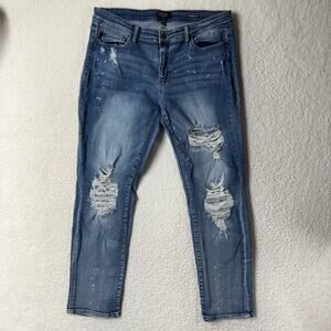 Judy Blue Denim Womens Size 15/32 Bleach Splatter Boyfriend Fit Jean Destroyed